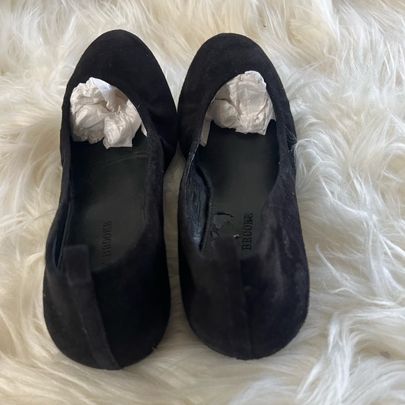 Audrey Brooke Shoes Audrey Brooke Black Suede Leather Ballerina Ballet Flats Hidden Wedge